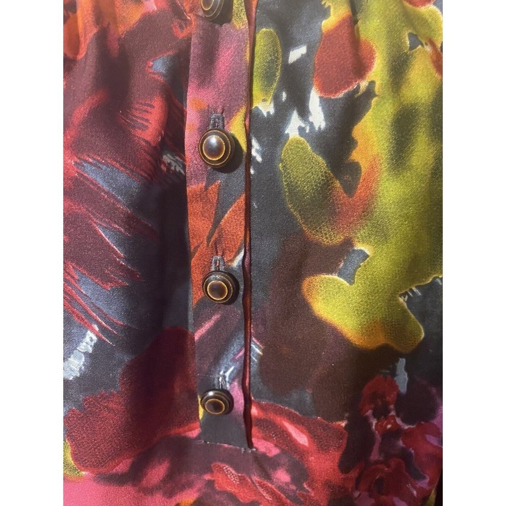 Trina Turk Silk Mulicolor Dropped Waist 3/4 Long Sleeve Dress 8 Medium - Picture 9 of 9